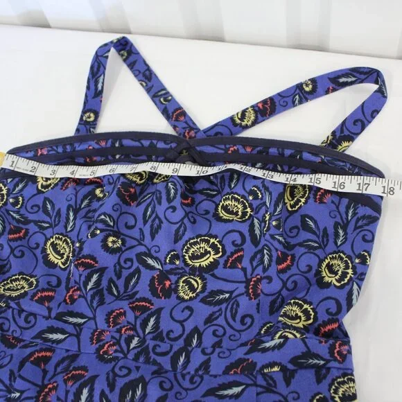 Cartonnier Anthropologie Womens Jumpsuit Romper Blue Straps Size 12 Knee Length - Picture 9 of 12